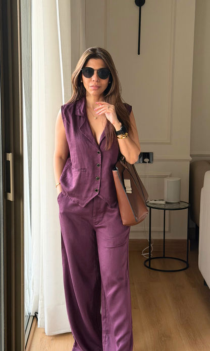 Orchid Purple Waist Coat and Pants Co-ord