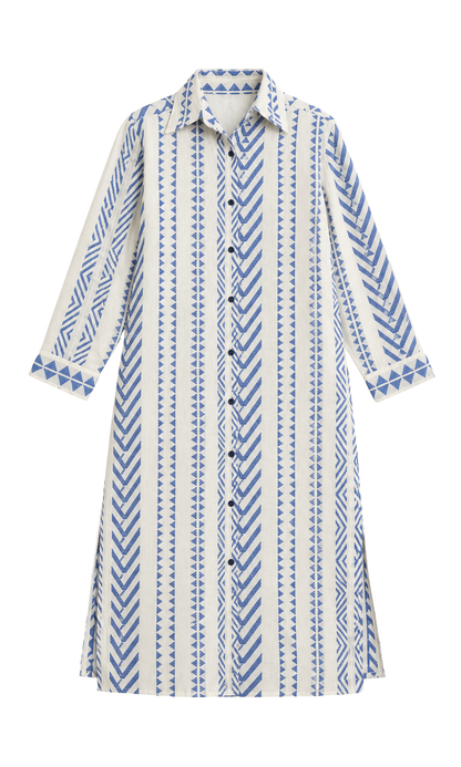 Cobalt Chevron Weave Shirt Dress