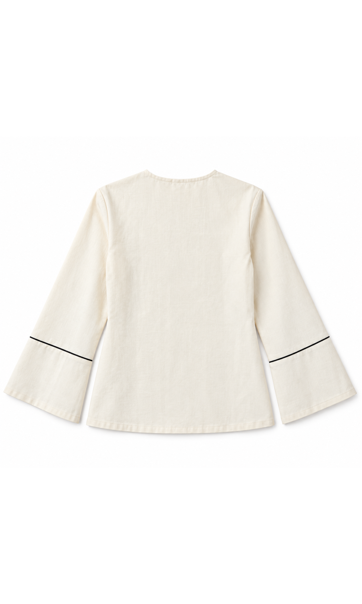 Contrast-Piped Ivory Blouse