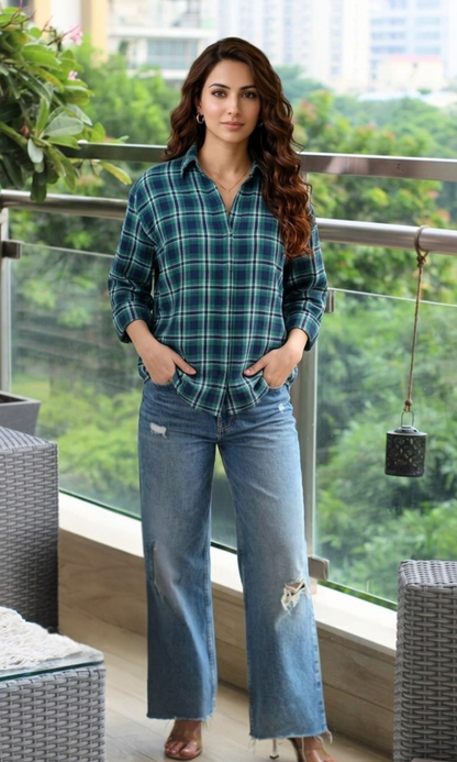 Green Classic Plaid Cotton Shirt