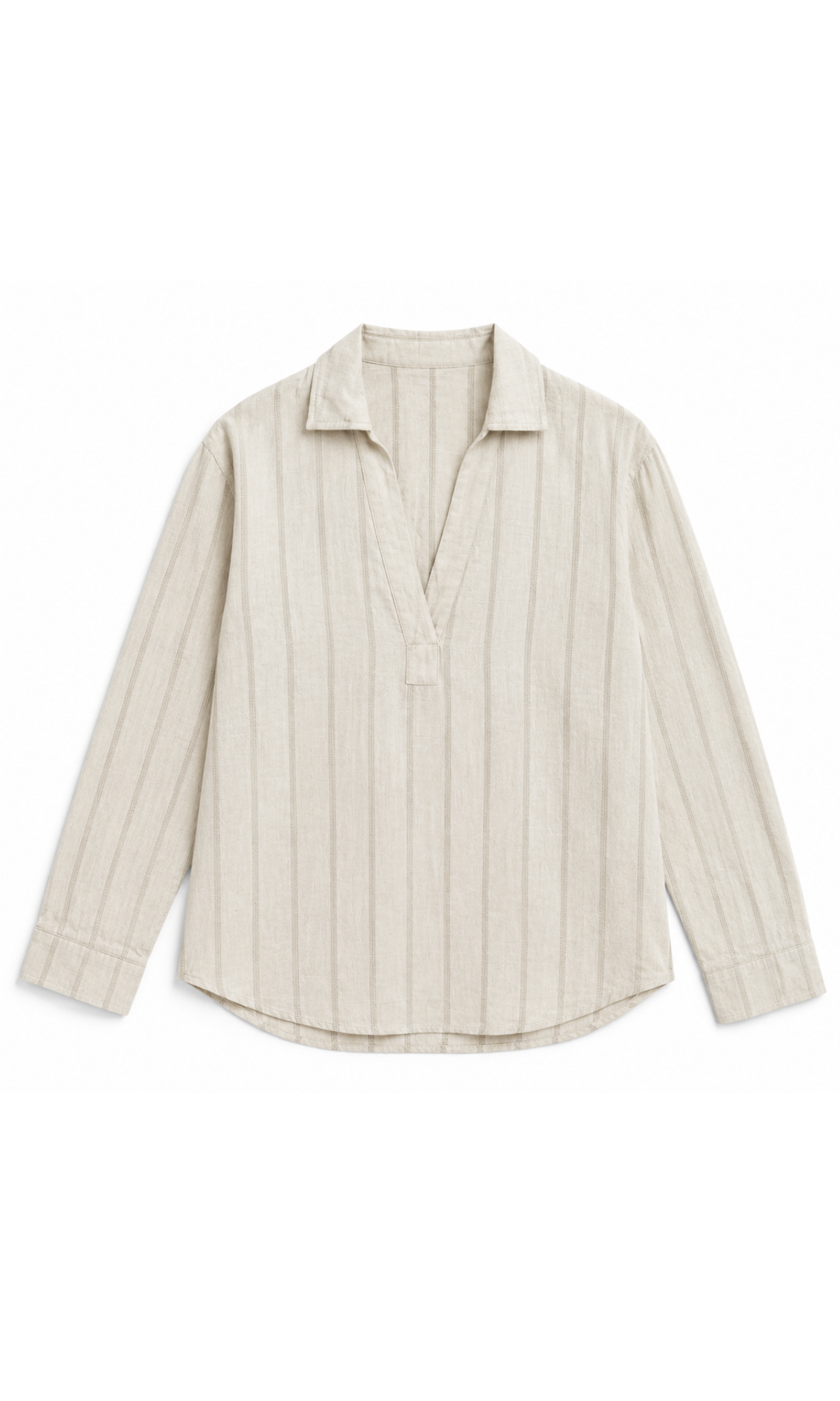 Khaki Striped Dolman Sleeve Popover Blouse