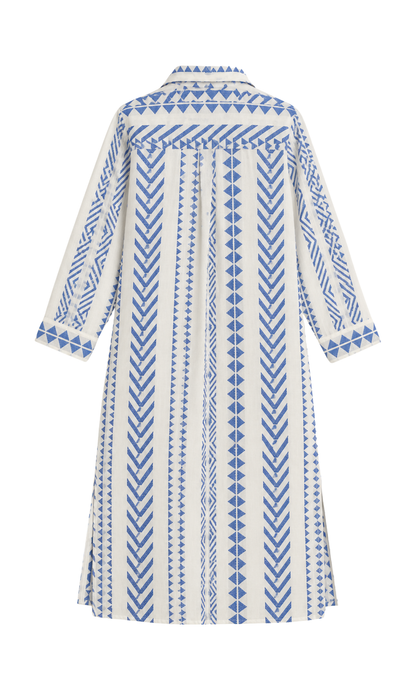 Cobalt Chevron Weave Shirt Dress