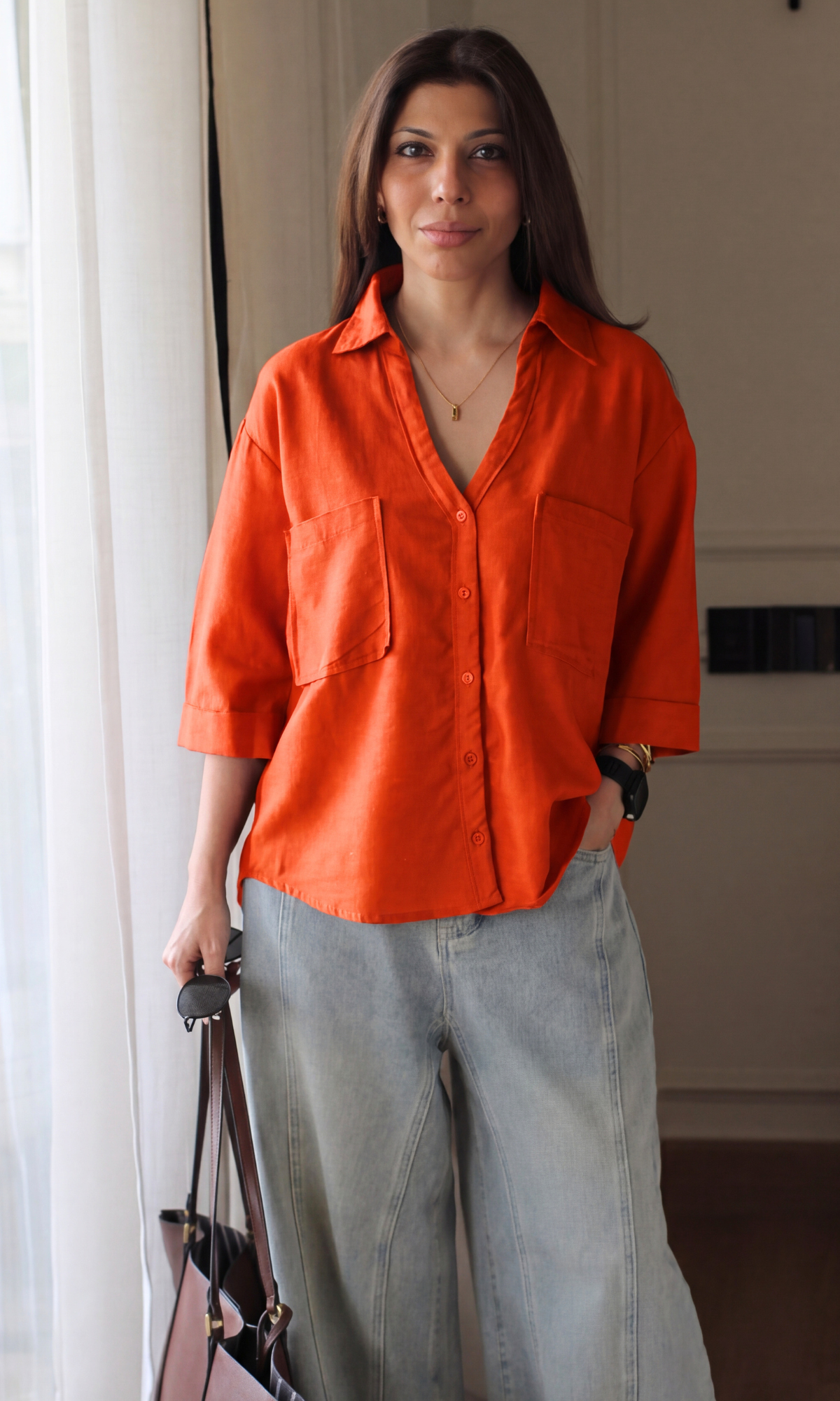 Tangerine Pocket Detail Shirt