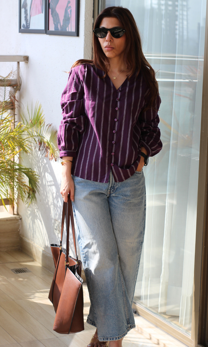 Plum Line Buttoned Top