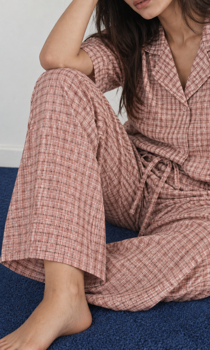 Camel Check Pajama Set