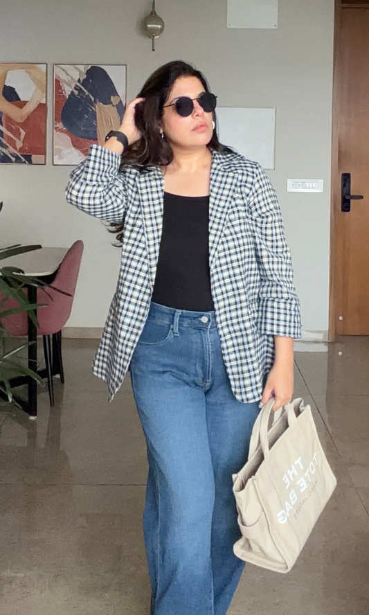 Navy Tartan Tailored Blazer