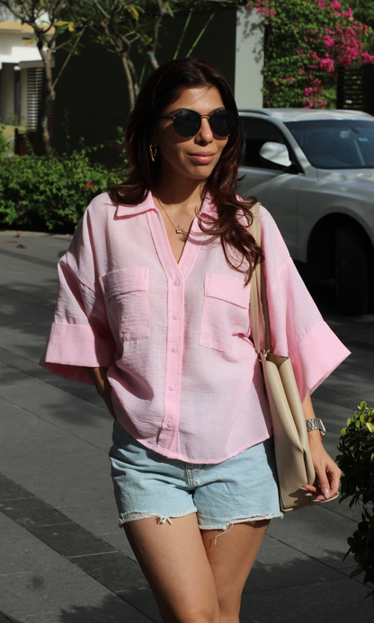 Blush Pink Textured Shirt