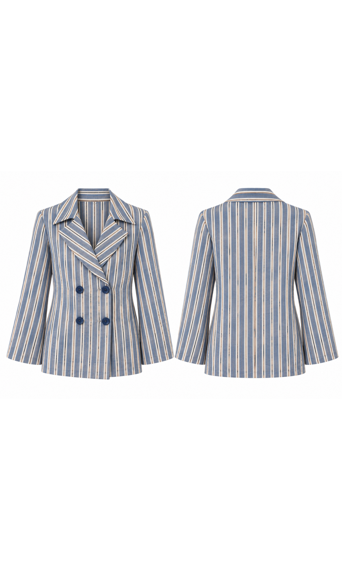 French Blue Stripe Double-Breasted Shacket