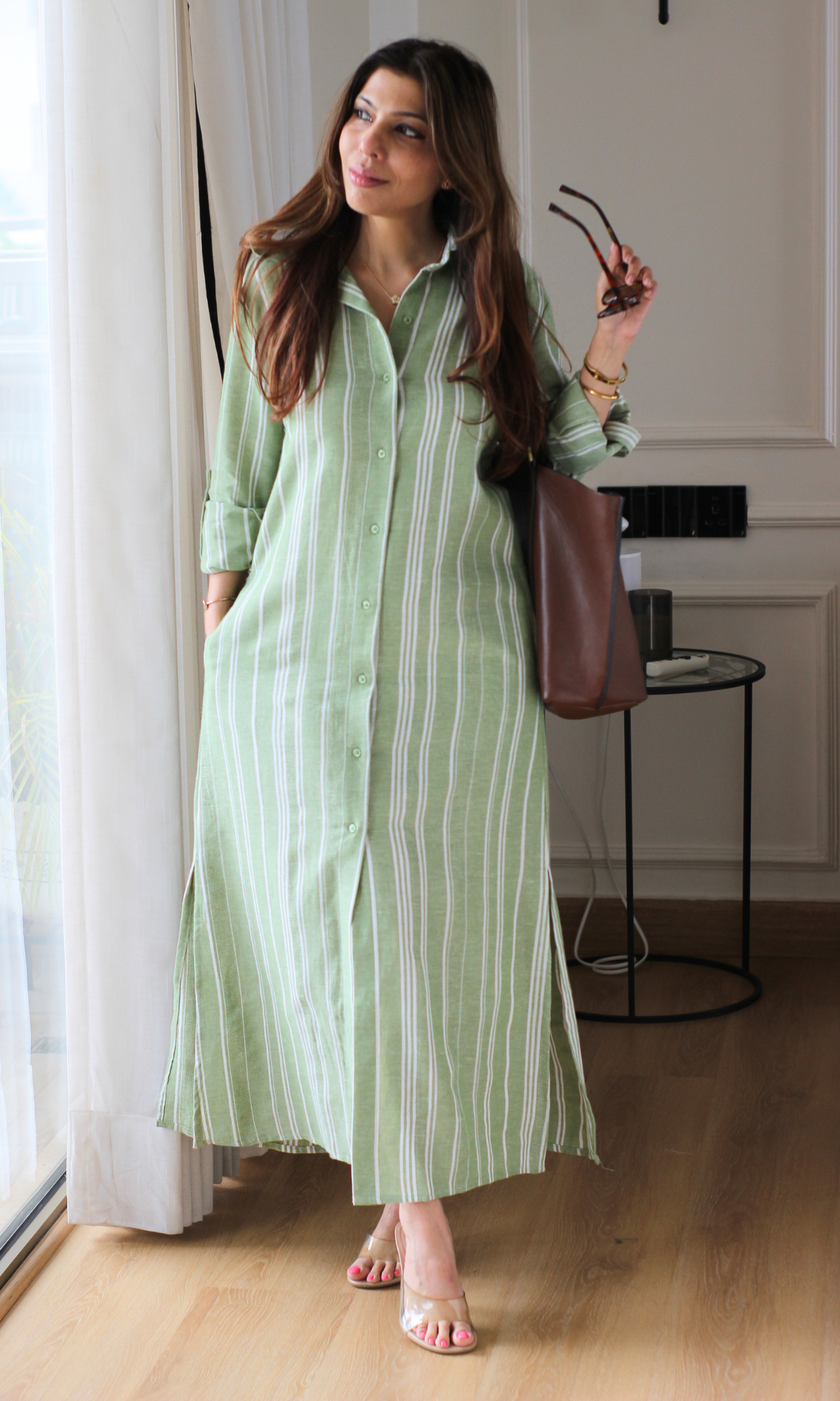 Sage Green Stripe Dress