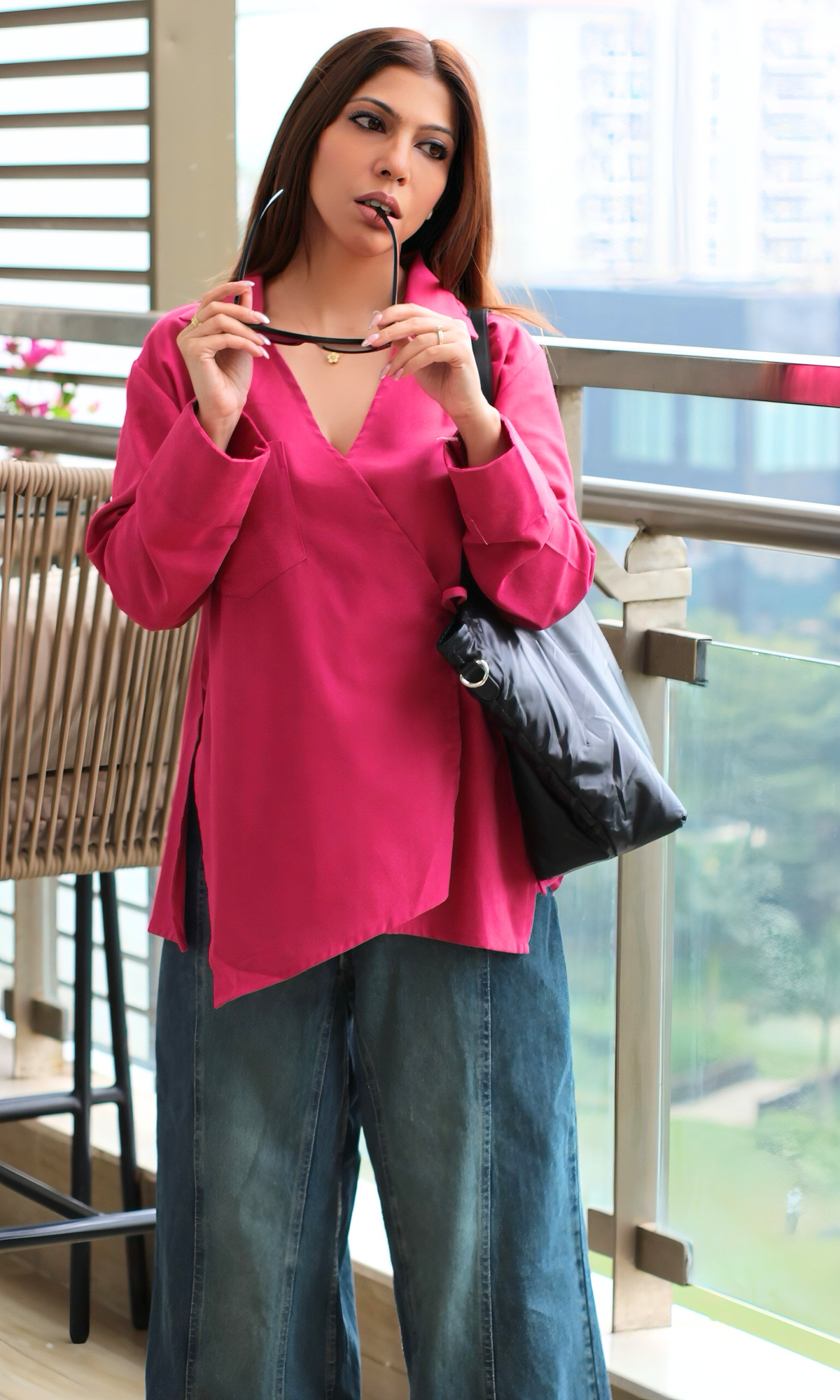 Pink Poplin Cuts Kimono