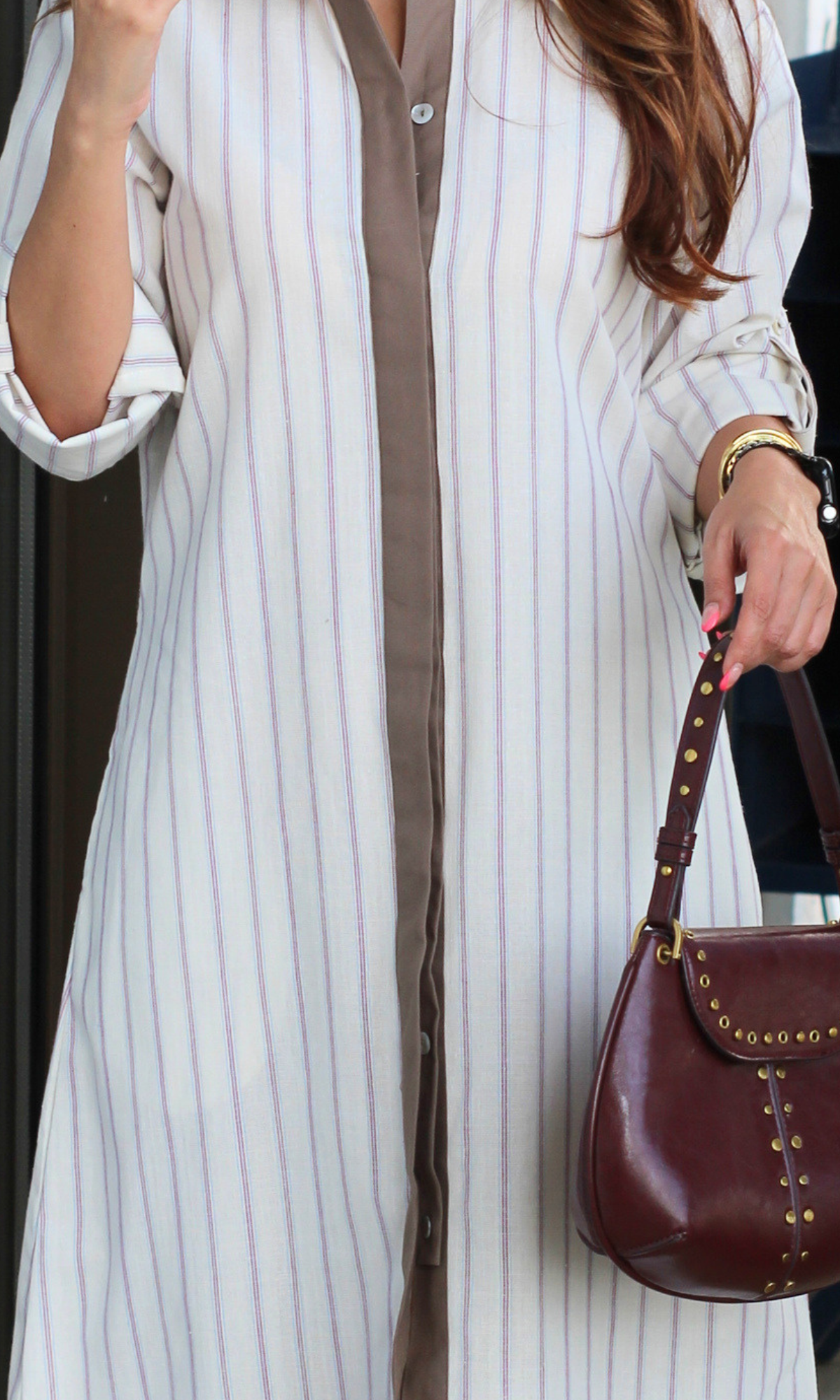 Striped Contrast Shirt Dress