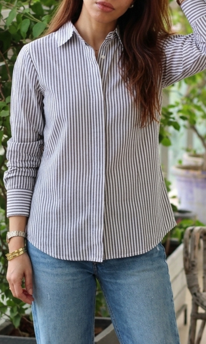 Mocha Linear Striped Shirt
