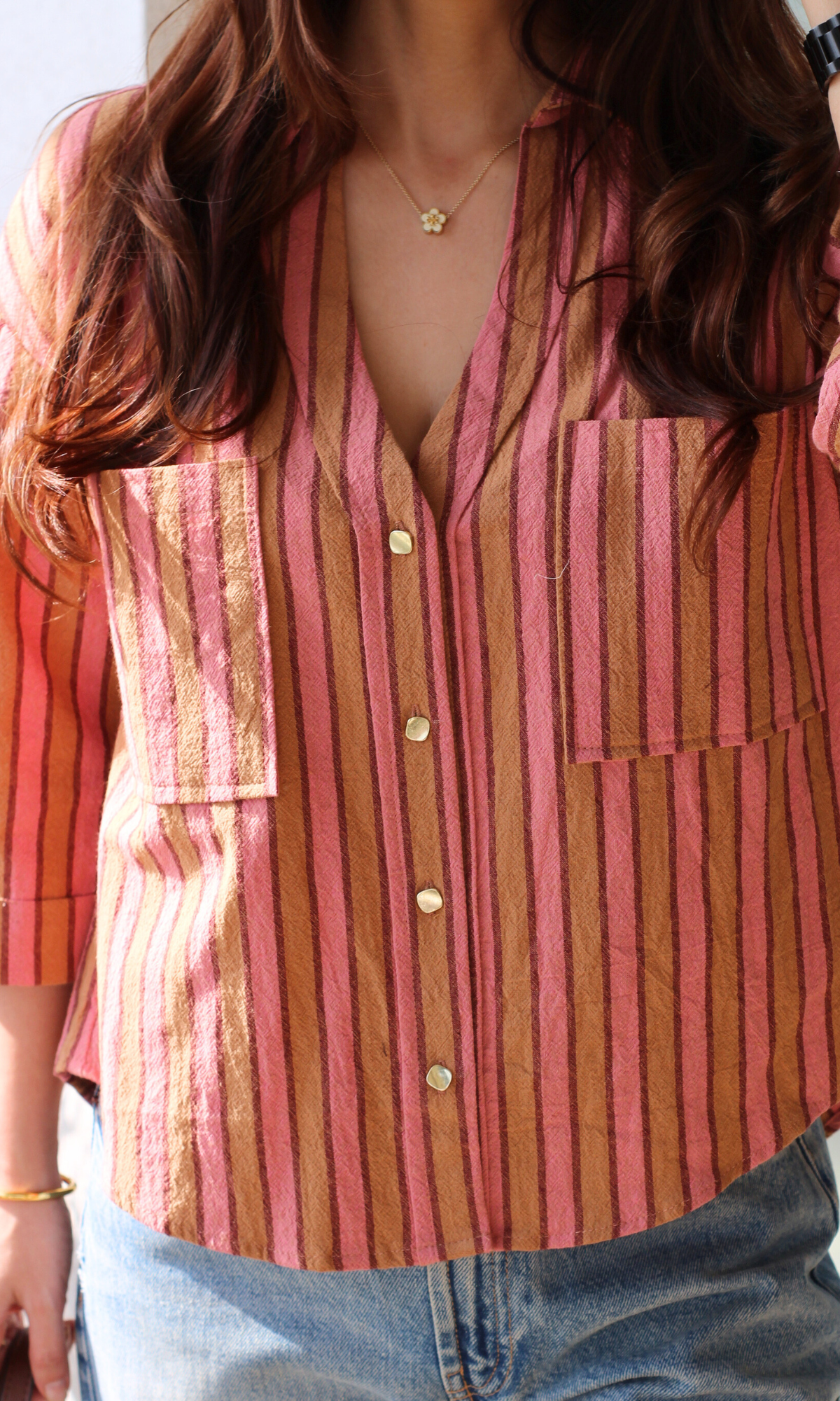 Orange Blush Cotton Cropped Shirt