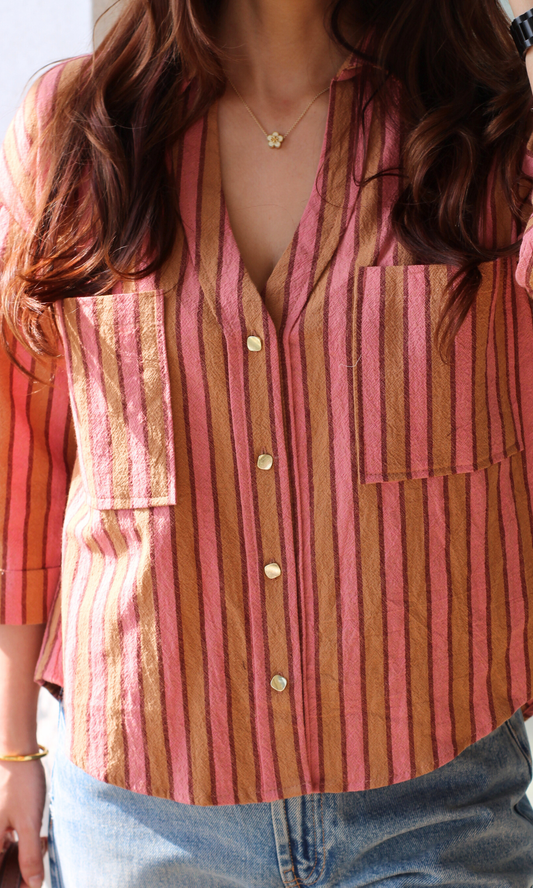 Orange Blush Cotton Cropped Shirt