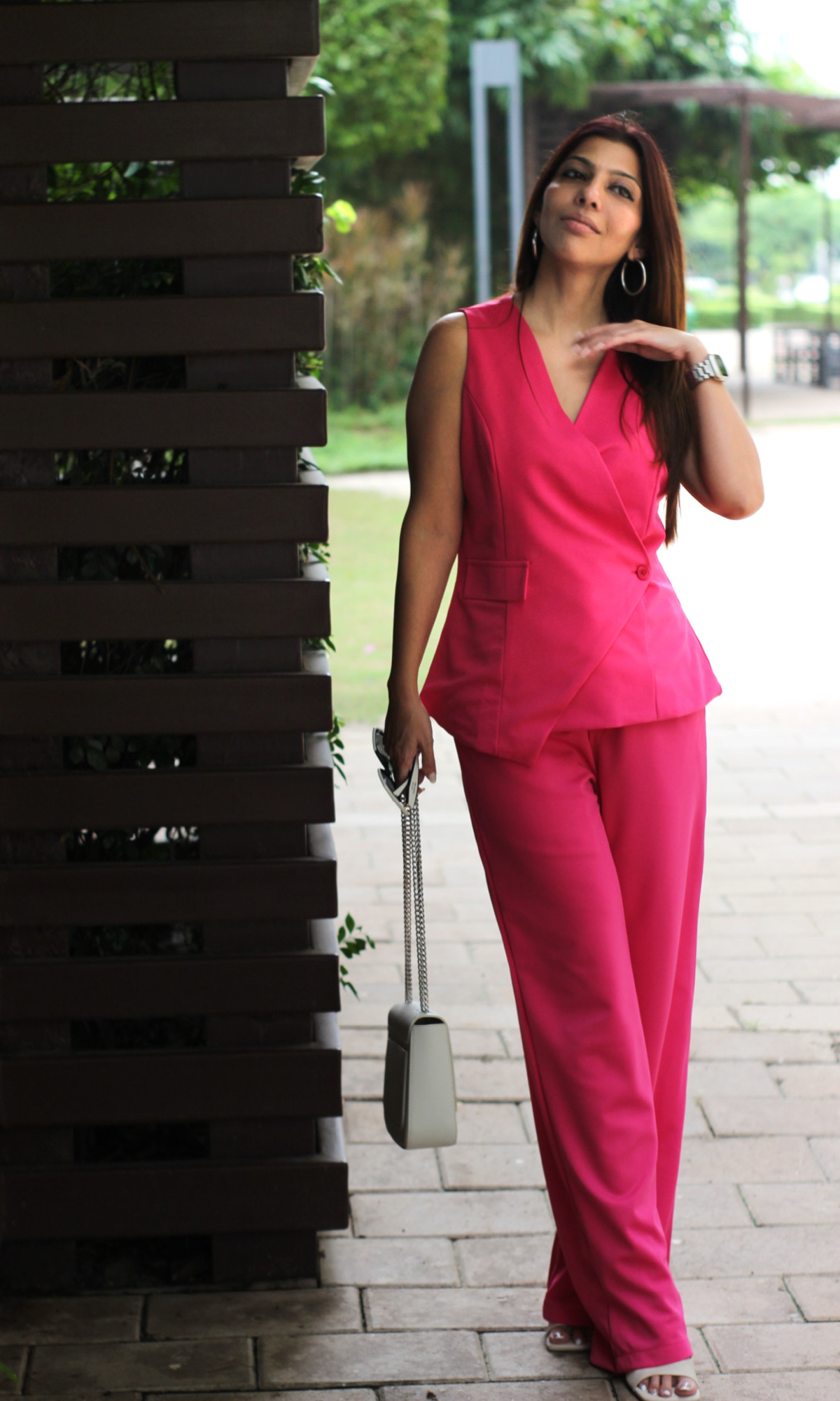 Fuchsia Pink Side Waist Coat and Pants