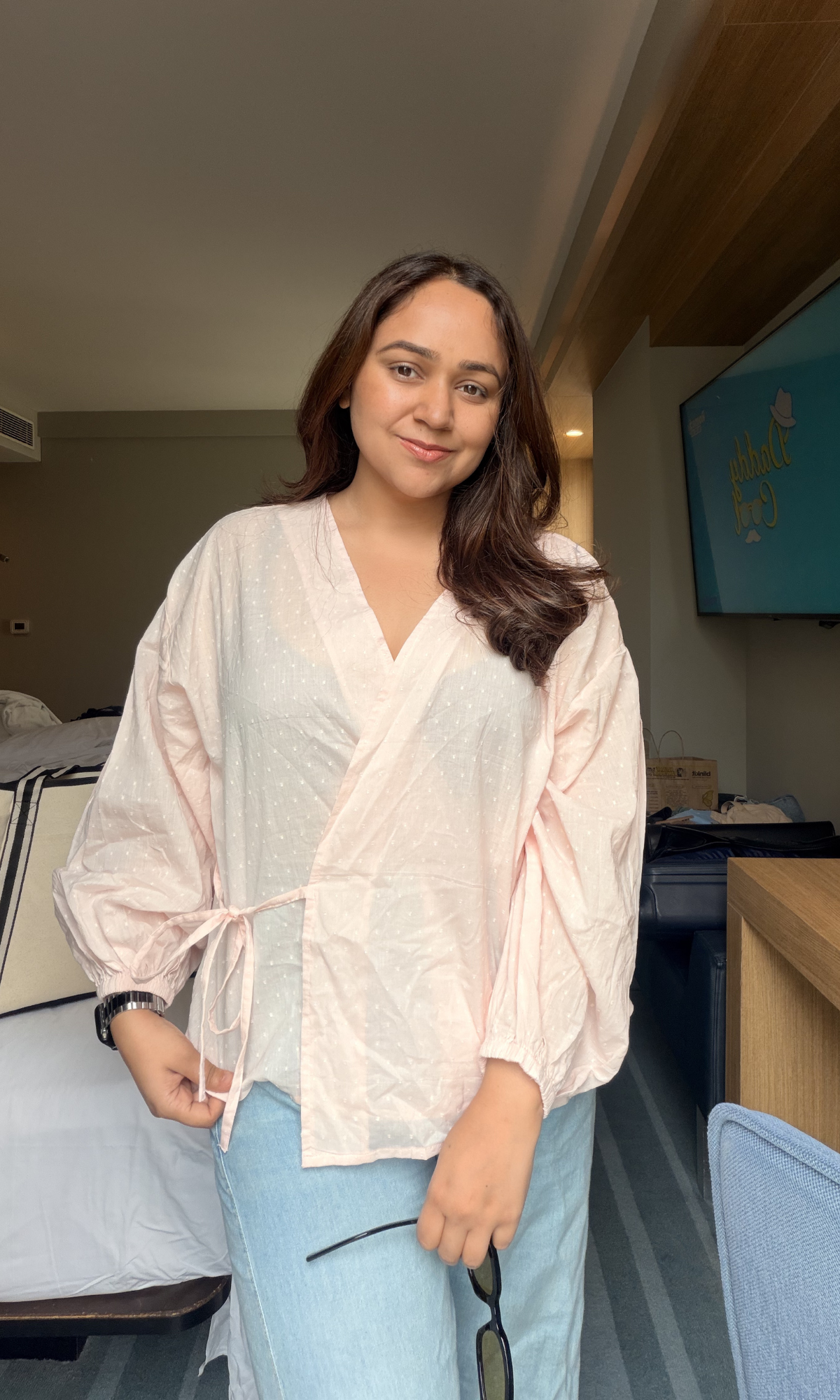 Blush Dobby Wrap Top