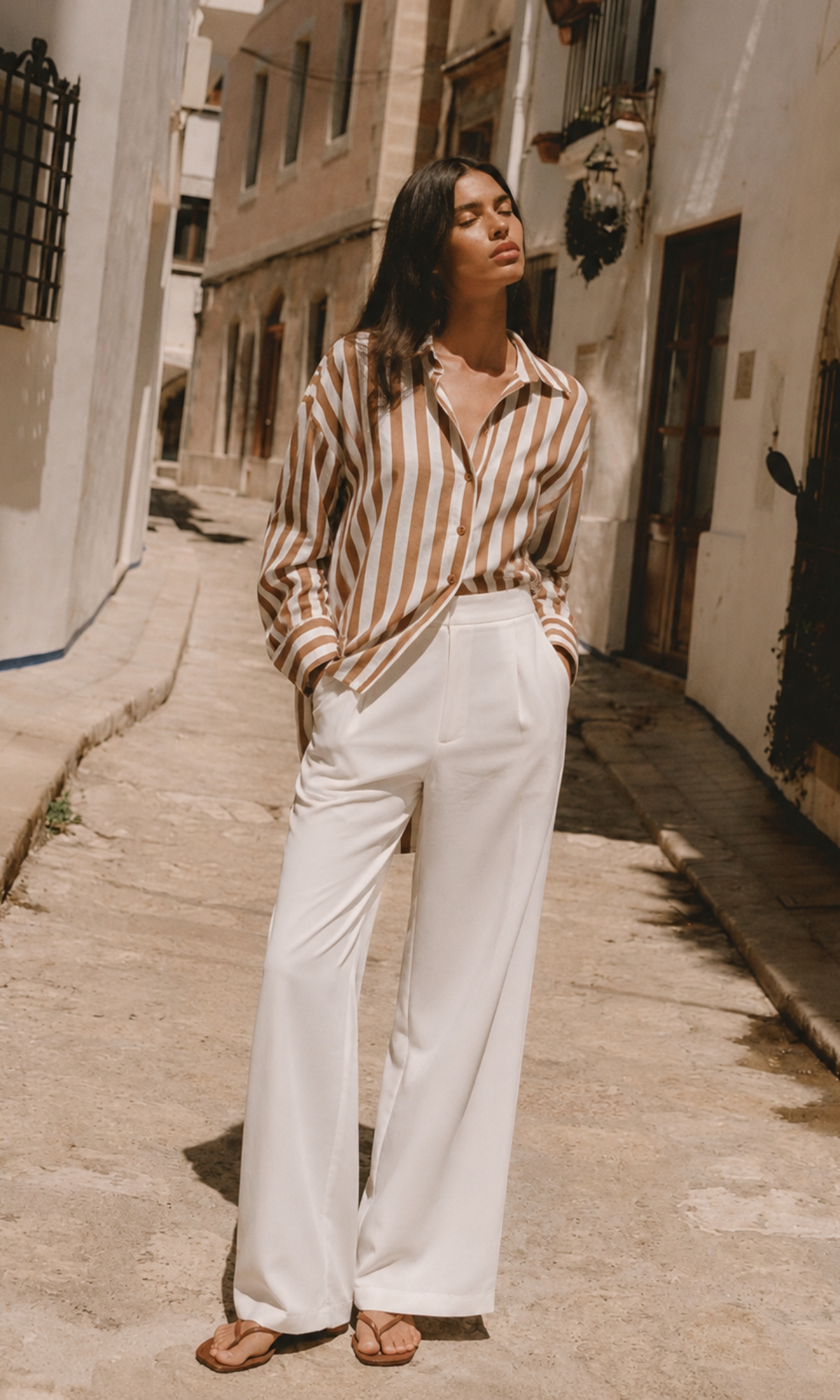 Rust Ivory Stripe Relaxed Shirt