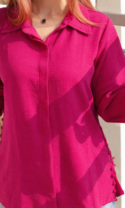 Pink Side-Buttoned Shirt