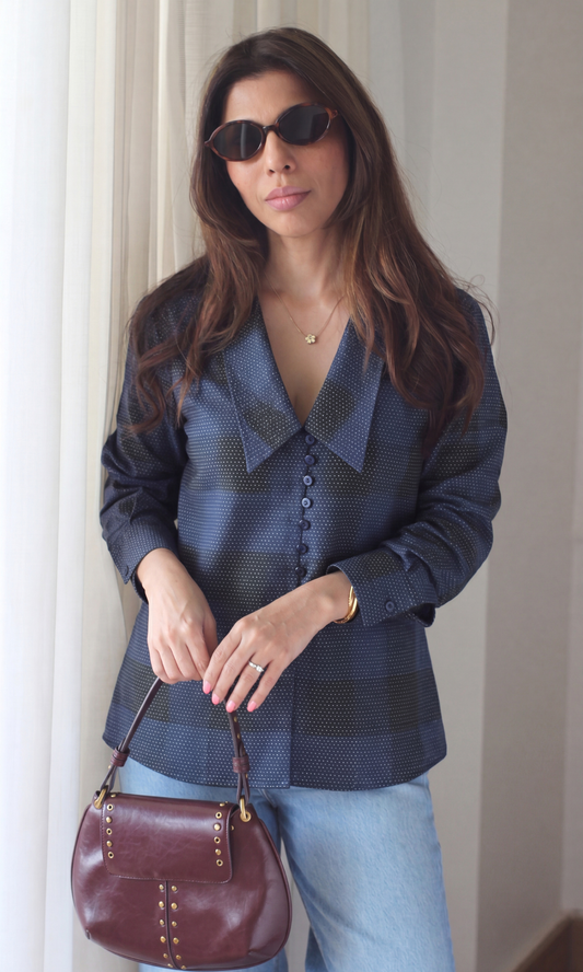 Noir Textured Peter Pan Collar Shirt
