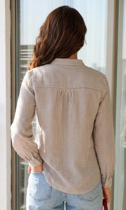 Mocha Linear Buttoned Top