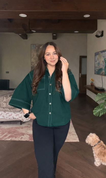 Thread Detail Deep Green Shirt