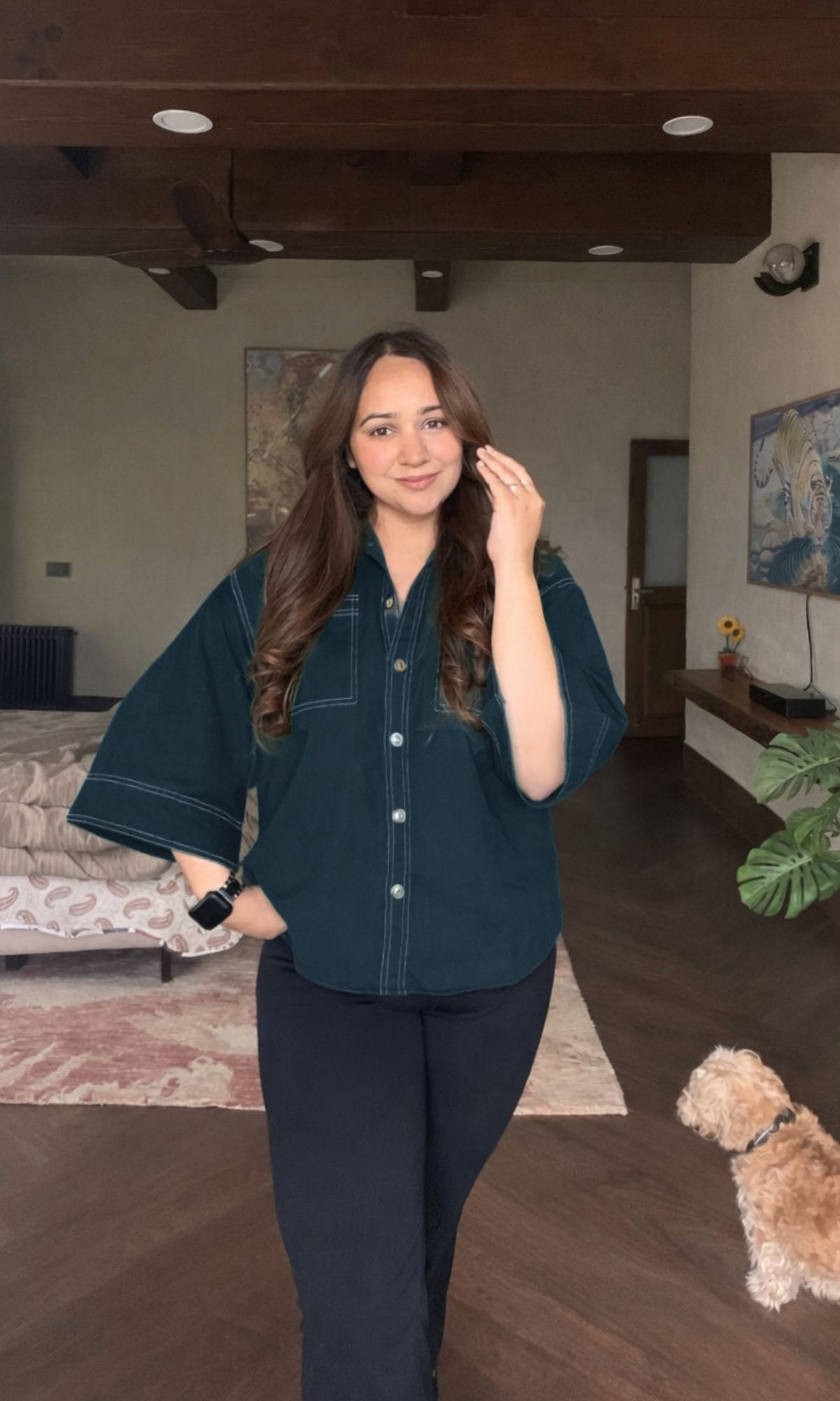 Thread Detail Deep Green Shirt