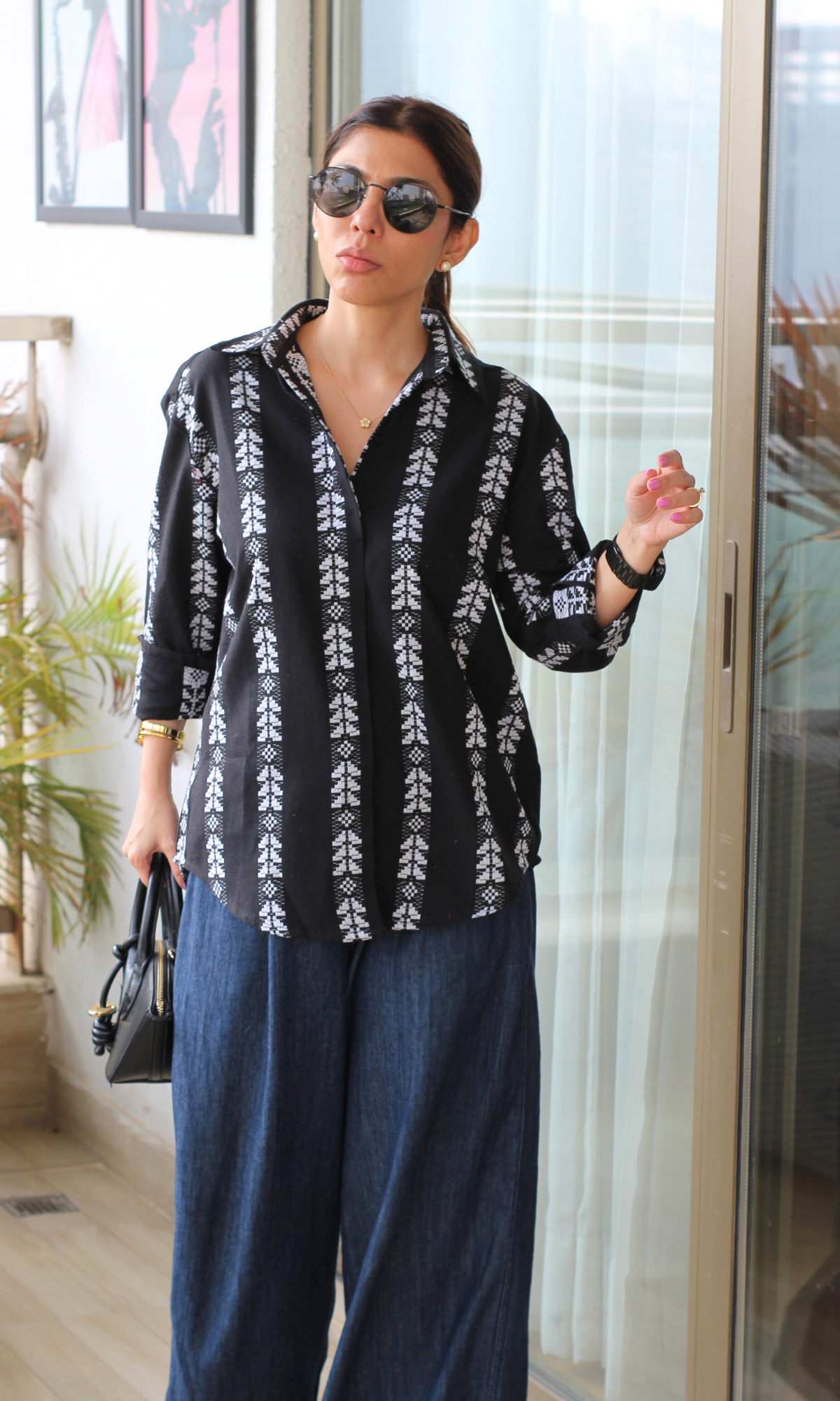Onyx Weave Cotton Oversize Shirt