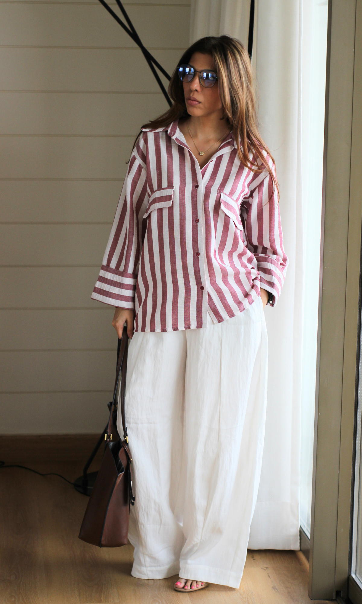 Burgundy Stripe Utility Shirt