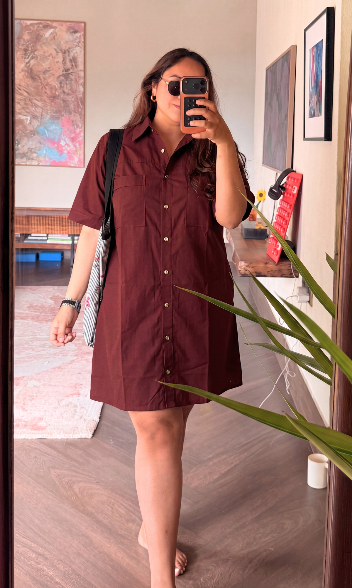 Crimson Wine Utility Shirt Dress