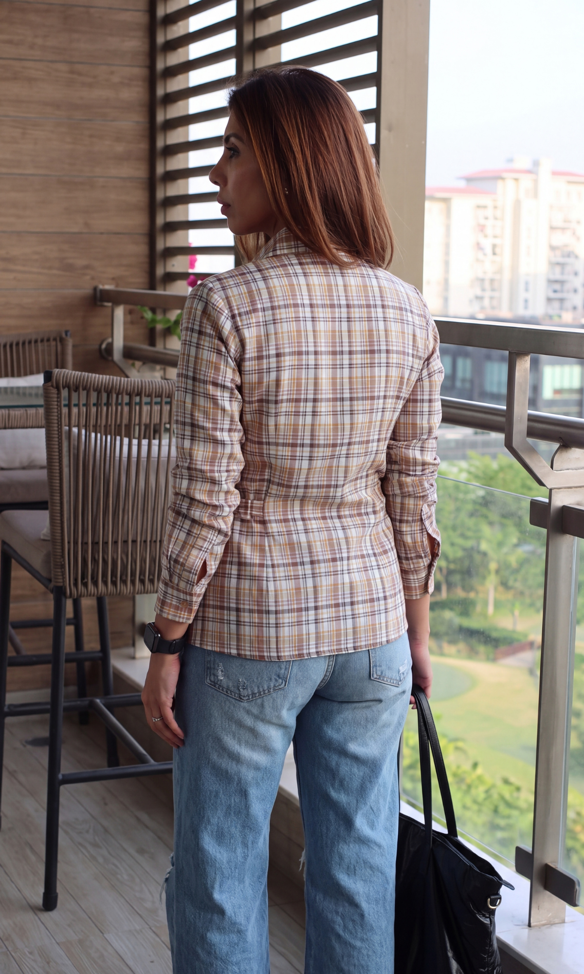 Mauve & Mustard Check Wrap Shirt