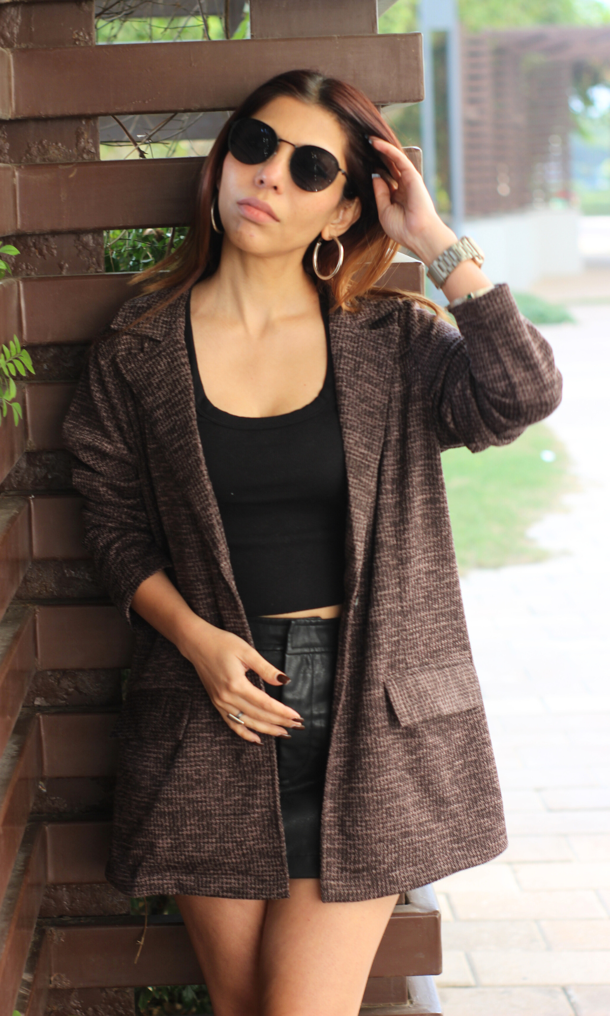 Brown Textured Weave Jacket