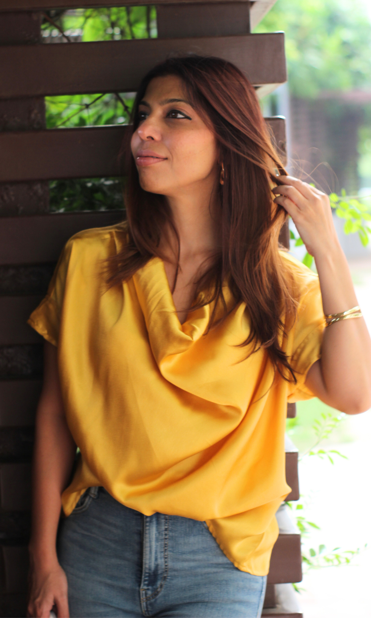 Deep Yellow Cowl Neck Top