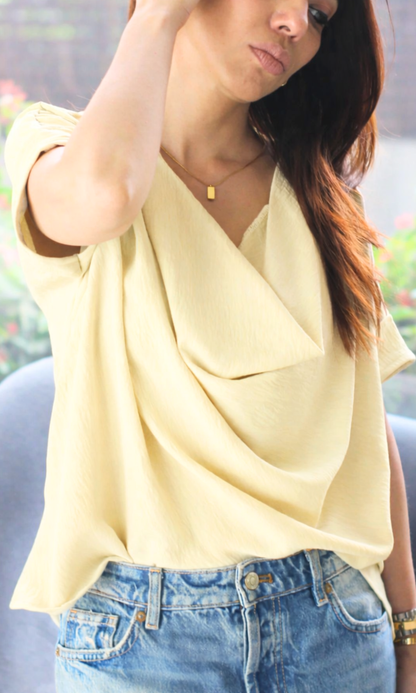 Chalk Flowing Cowl Neck Top