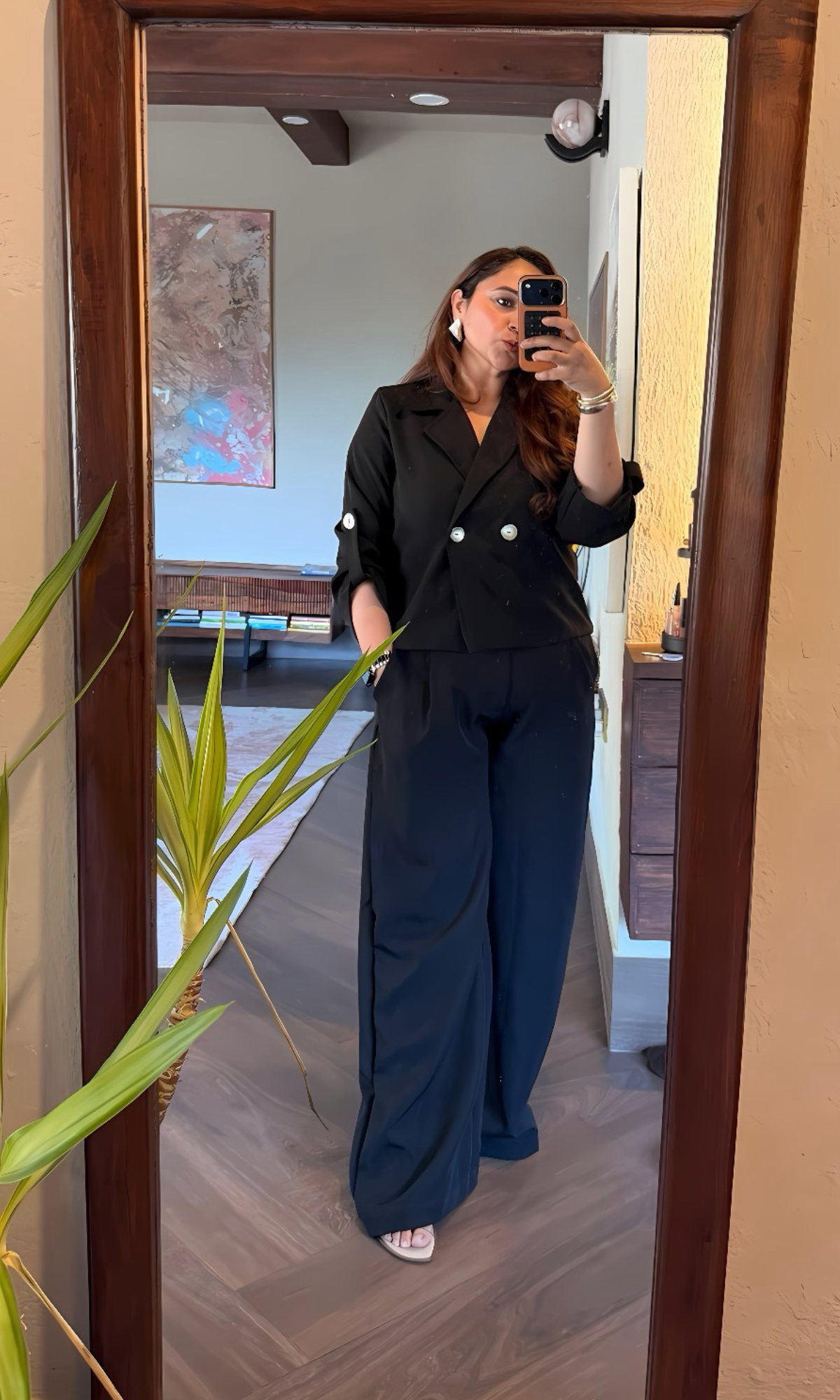 Black Cropped Blazer and Pants Co-ord