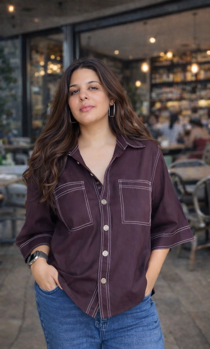 Thread Detail Purple Shirt