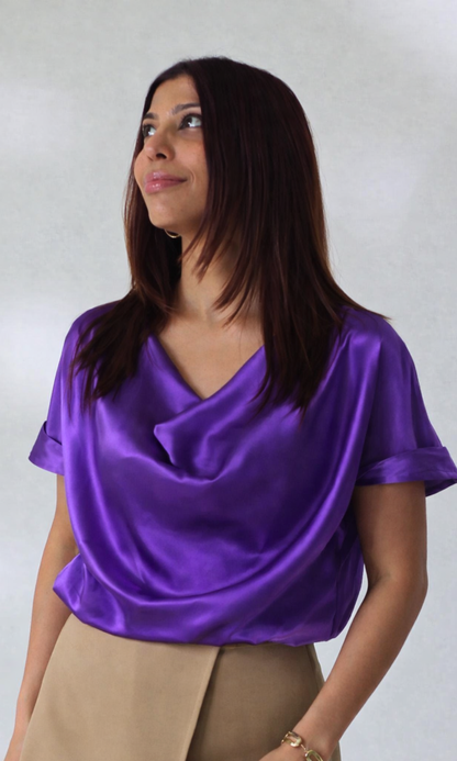 Indigo Cowl Neck Top