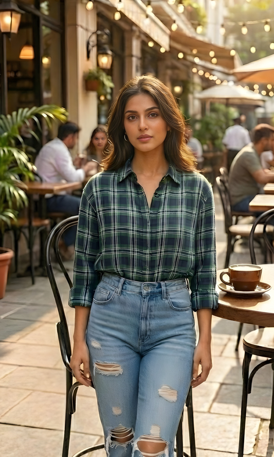 Green Classic Plaid Cotton Shirt