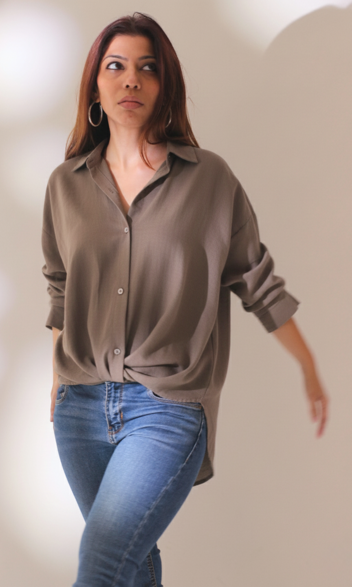 Greige Knot Detail Shirt