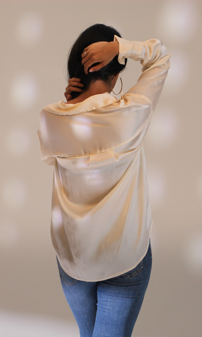 White Satin Sleeved Shirt