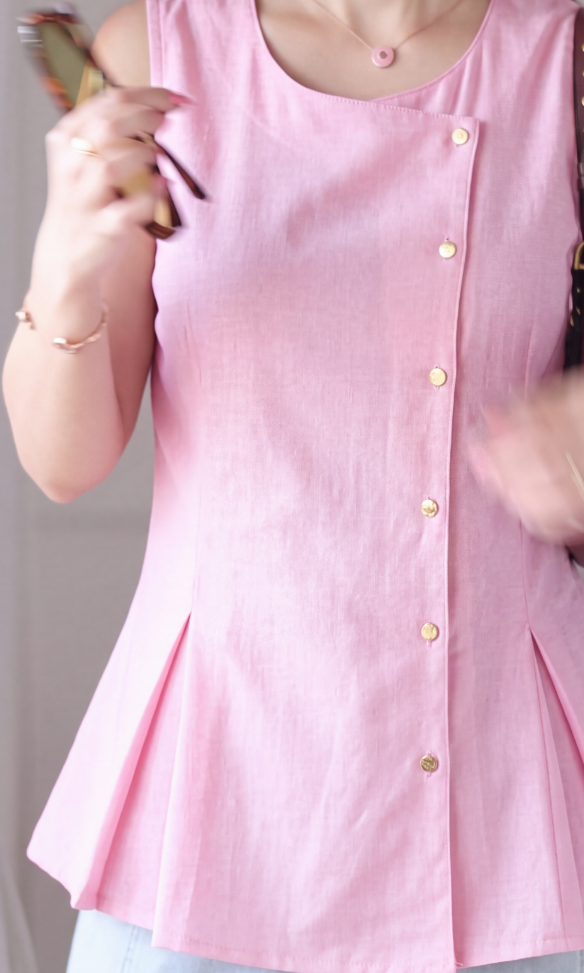 Tea Rose Asymmetric Vest