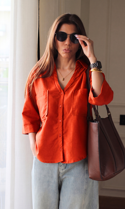 Tangerine Pocket Detail Shirt