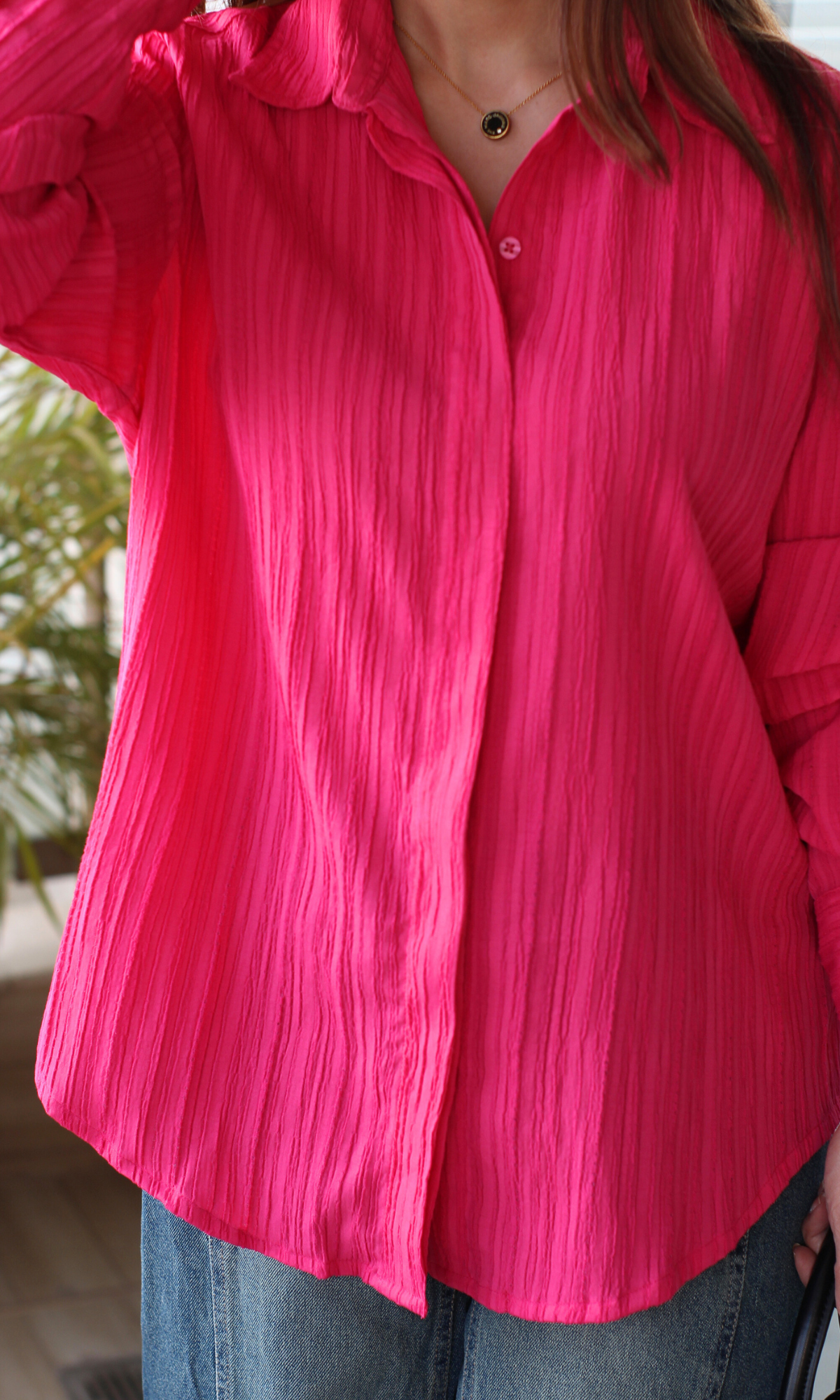 Hot Pink Crinkled Shirt
