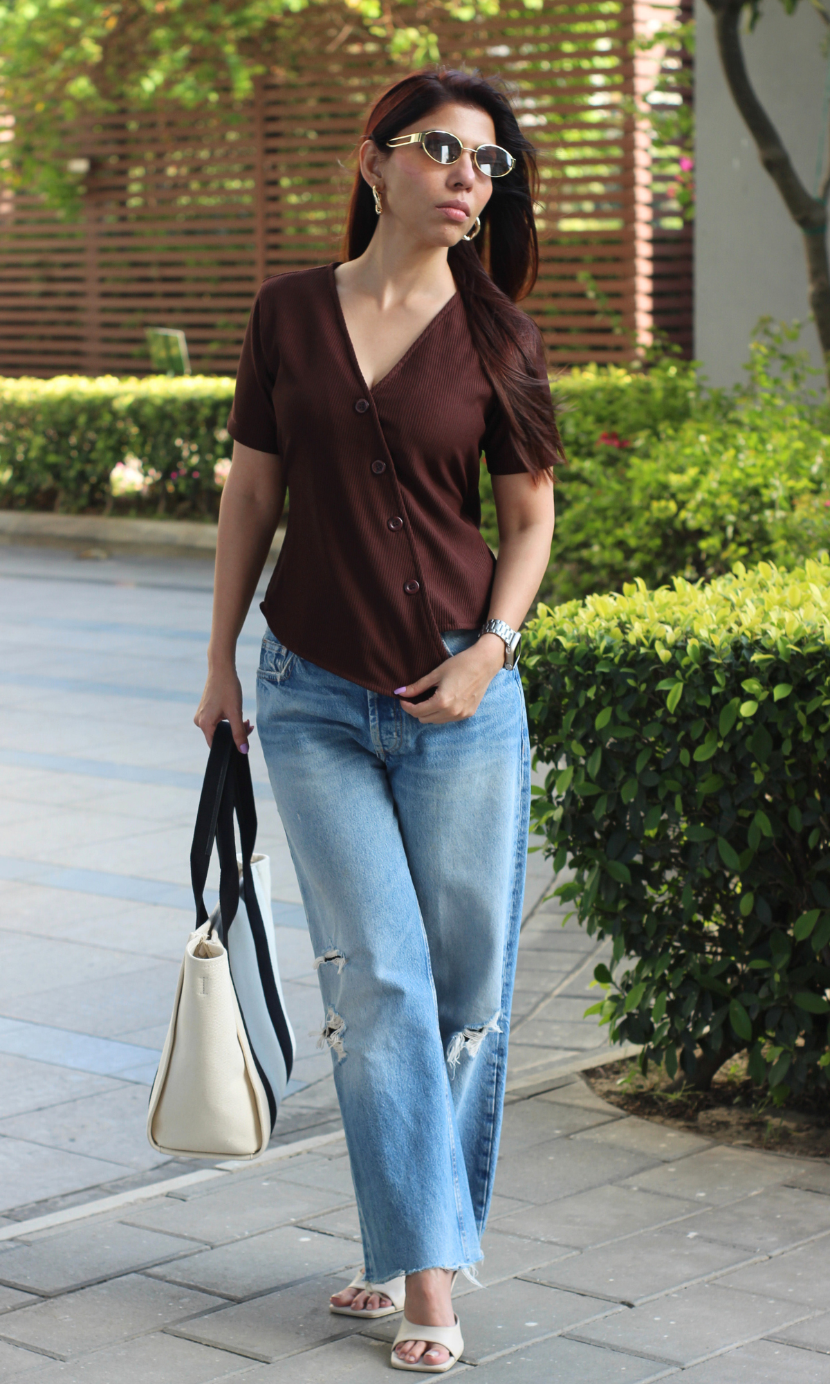 Umber Ribbed Side-Cut Sleeved Waist Coat