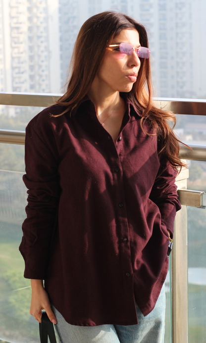 Burgundy Brushed Overshirt