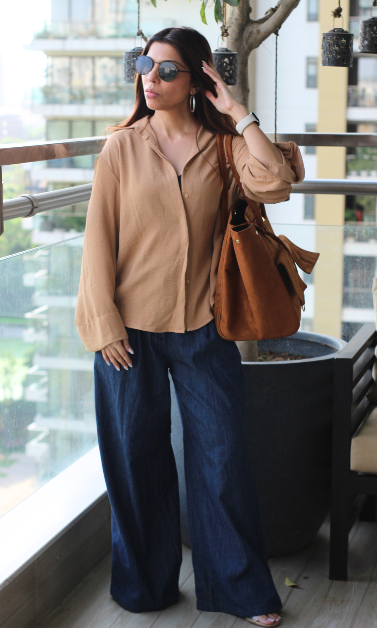 Tan Flared Sleeves Shirt
