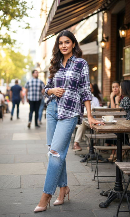 Violet Classic Checked Shirt