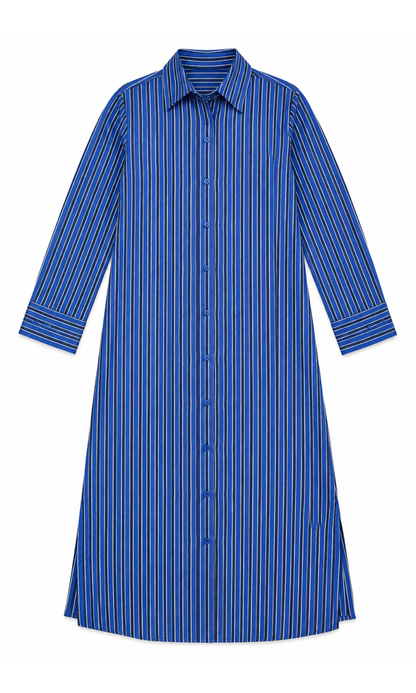 Cobalt Striped Shirt Dress