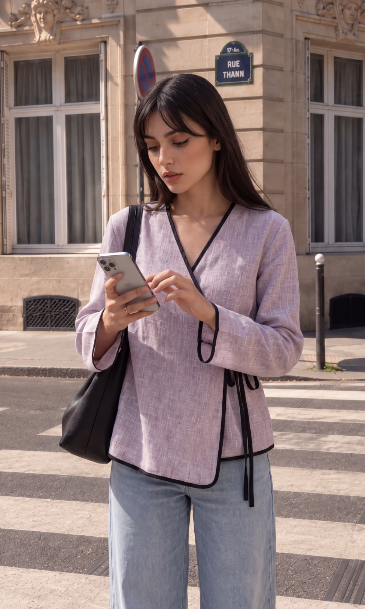 Dusty Mauve Contrast-Trim Tie Kimono Top