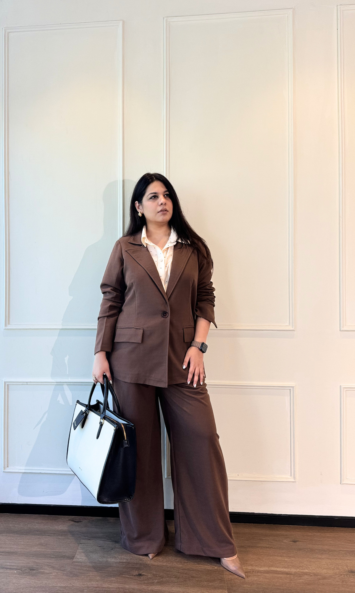 Sepia Brown Oversized Blazer with Korean Pants Co-ord