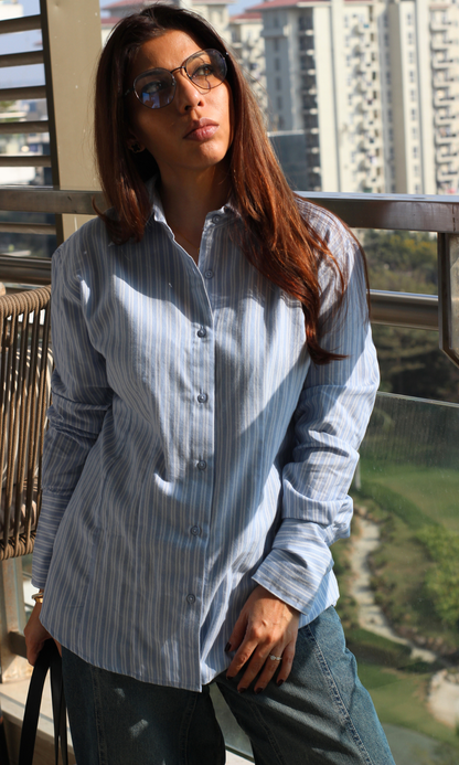 Sky Pinstripe Structured Shirt